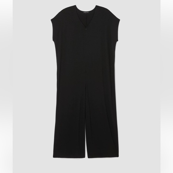 Eileen Fisher Fine Jersey Wide-Leg Jumpsuit Black NEW - Picture 4 of 12